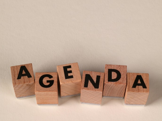 Blokjes die het woord agenda vormen