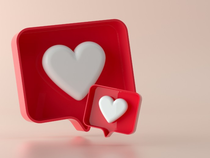 Rood vierkant met wit hartje erin.